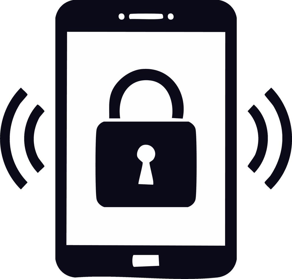 Locked Smartphone with Padlock Security Icon on Screen and Alert Signal vector