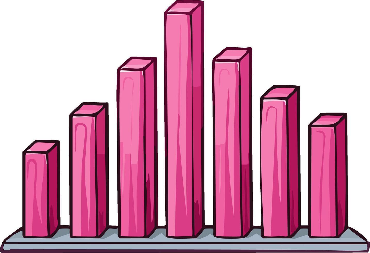 Pink Bar Chart Illustration Showing Growth, Analysis, Statistics and Financial Business Data Visualization vector