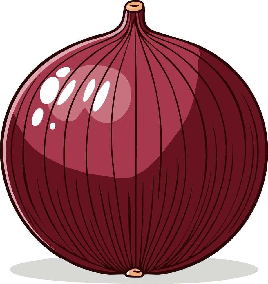 Illustration of a whole red onion with a shiny, reflective surface and distinct layers vector