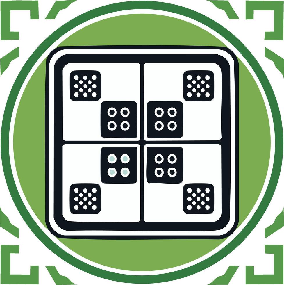 Stylized Squares and Circles Pattern in Green and Black, Retro Design vector