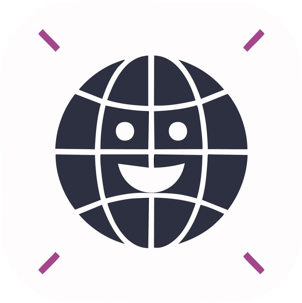 Smiling World Globe Icon Representing Global Connection, Happiness, and Digital Communication vector