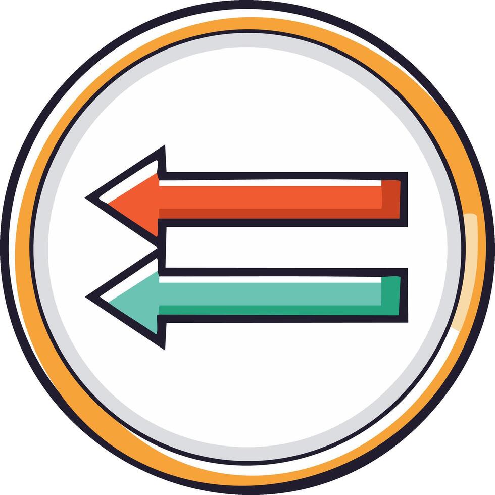 Two Arrows Pointing Opposite Directions Illustrating Exchange or Reversal in a Circular Frame Design vector