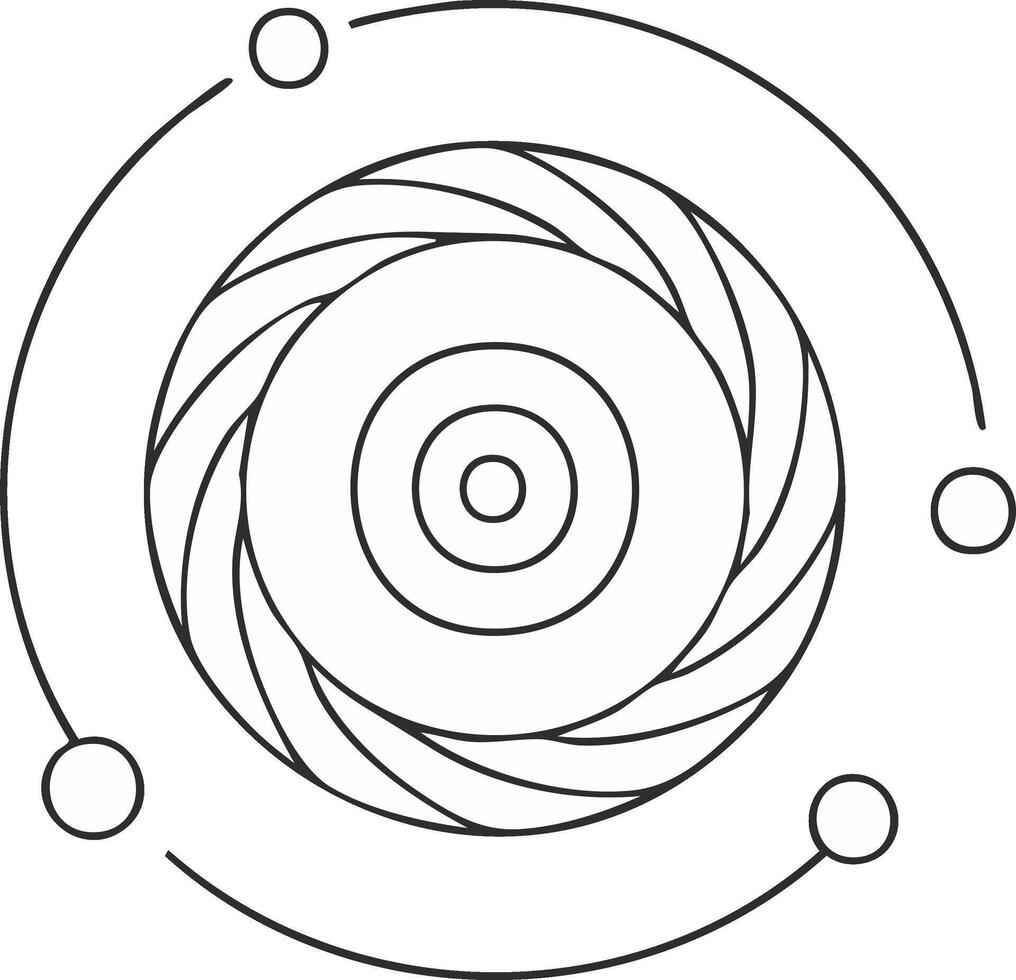 Orbiting Celestial Object with Swirling Center and Multiple Outer Circles vector