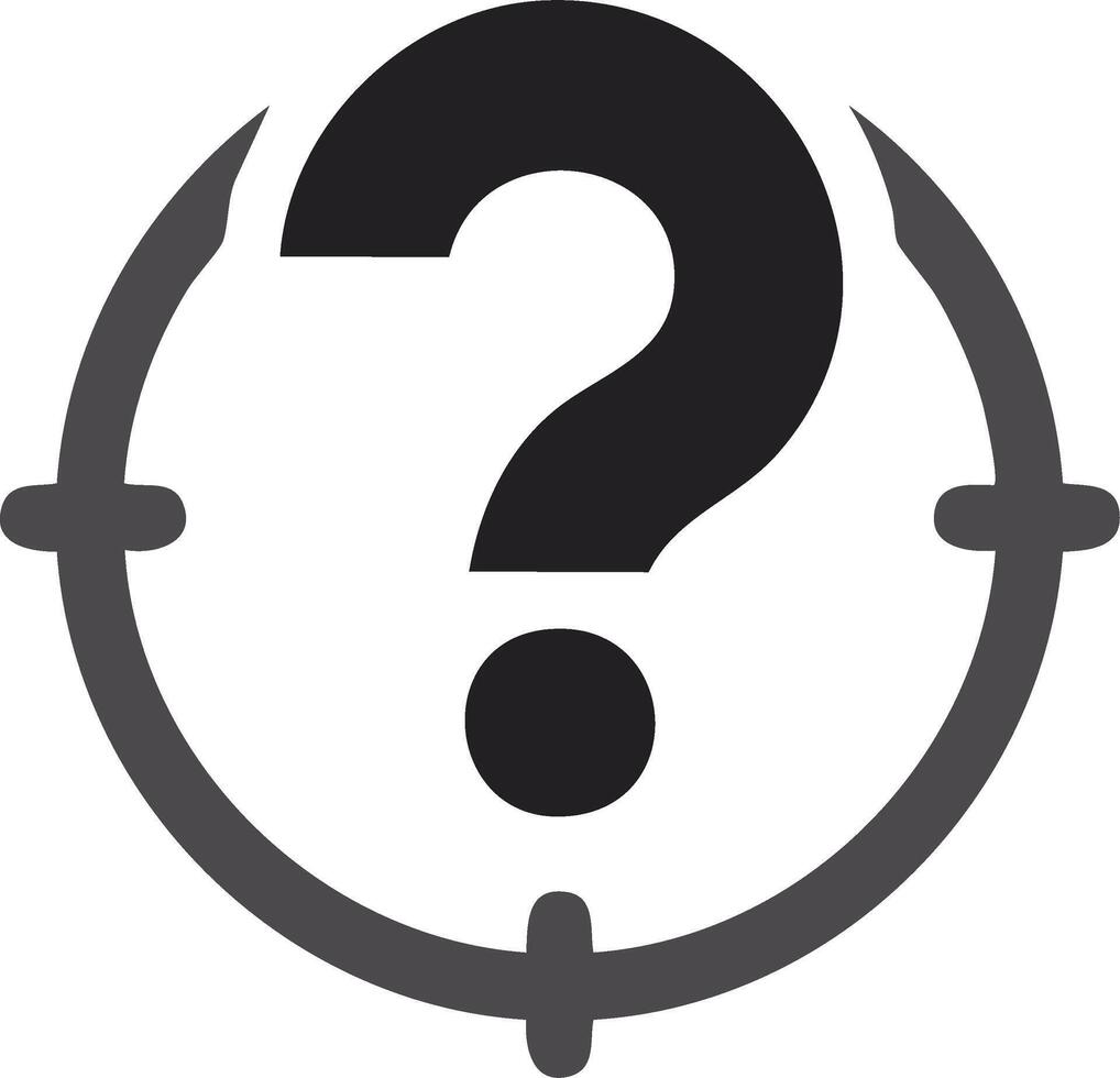 Question Mark in Target Scope Icon for Inquiry and Problem Solving vector