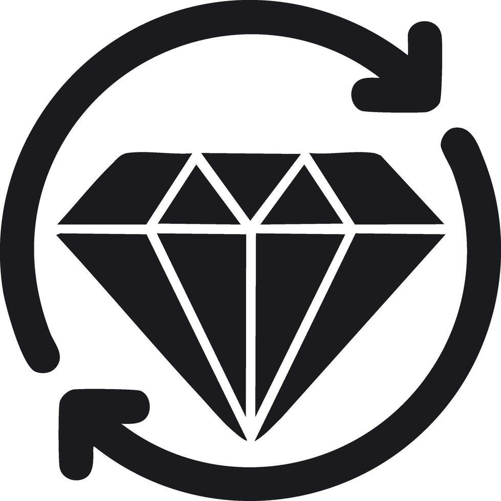 Diamond symbol with circular arrows indicating rotation or refresh cycle icon vector