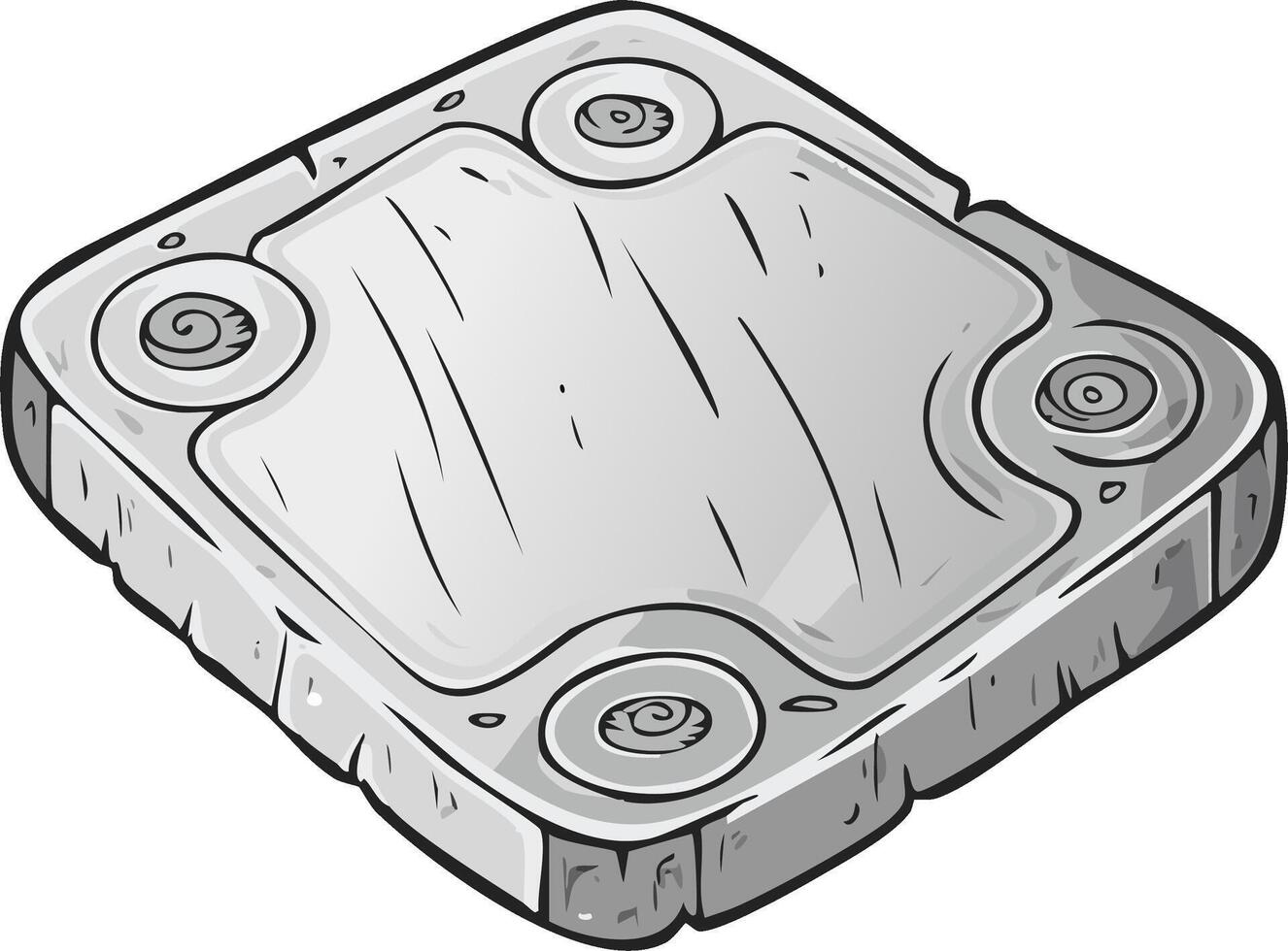 Isometric Stone Platform for Game Design with Swirl Details on a Cartoon Style vector