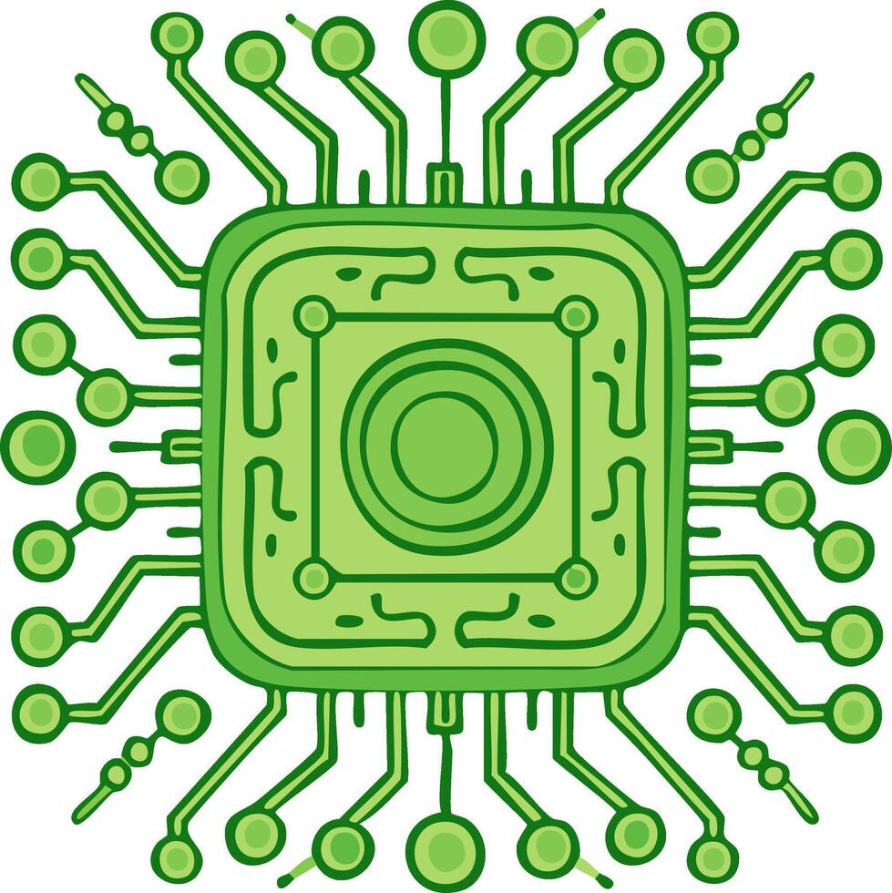 Modern Abstract Green Circuit Board Icon Representing Technology and Connectivity vector