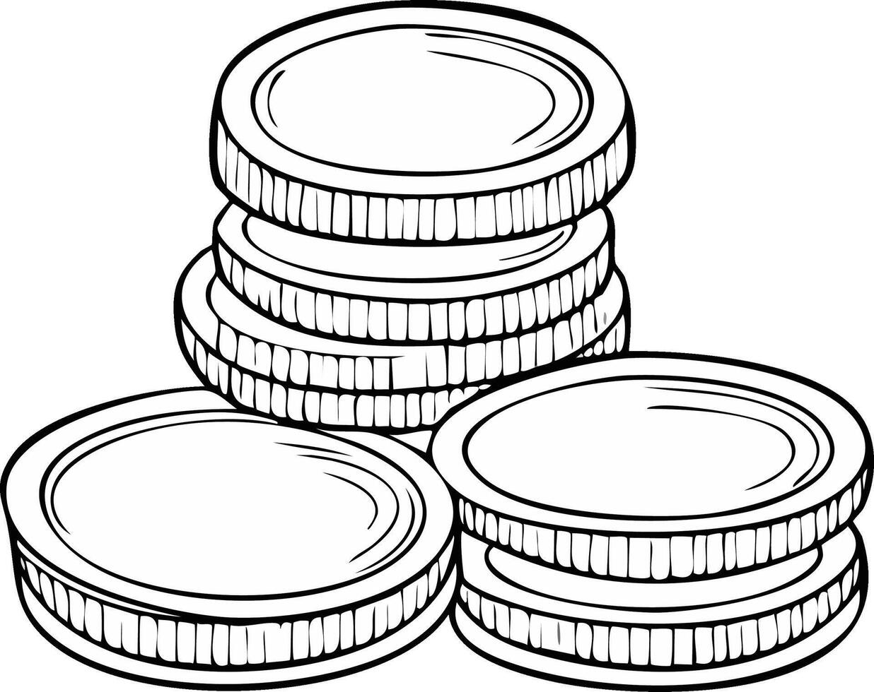Illustration of Stacked Coins in Linear Style for Financial Concepts and Coloring Projects vector