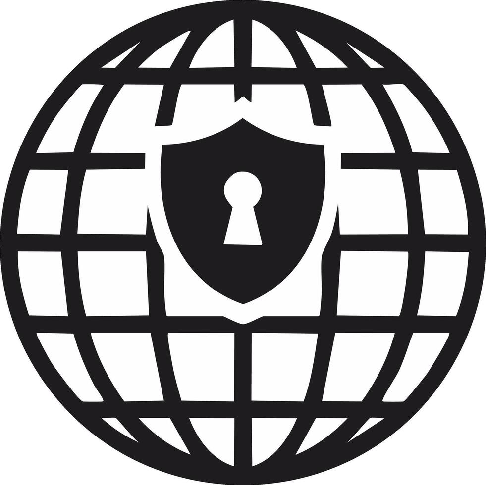 Secured Global Connection A conceptual illustration of global security network and cyber protection vector