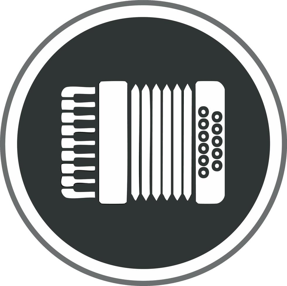 Icon of an accordion within a circular frame, simple graphic music element illustration vector