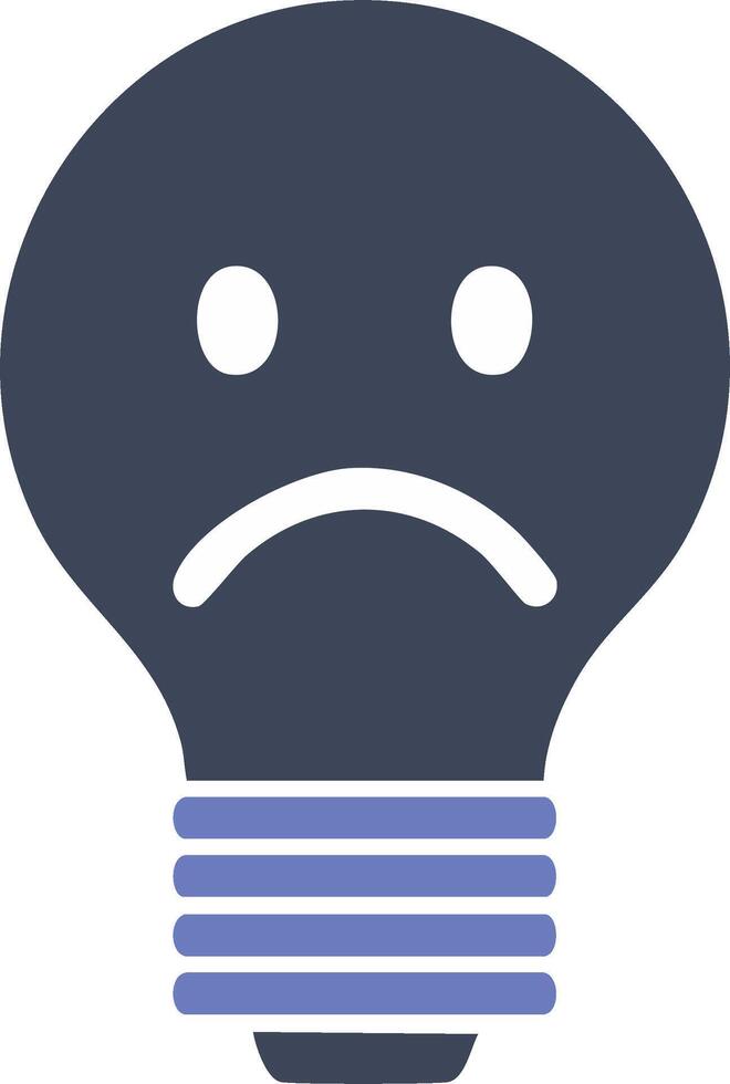Sad Lightbulb Icon Expressing Bad Idea, Failure, Problem, or Lack of Creativity vector