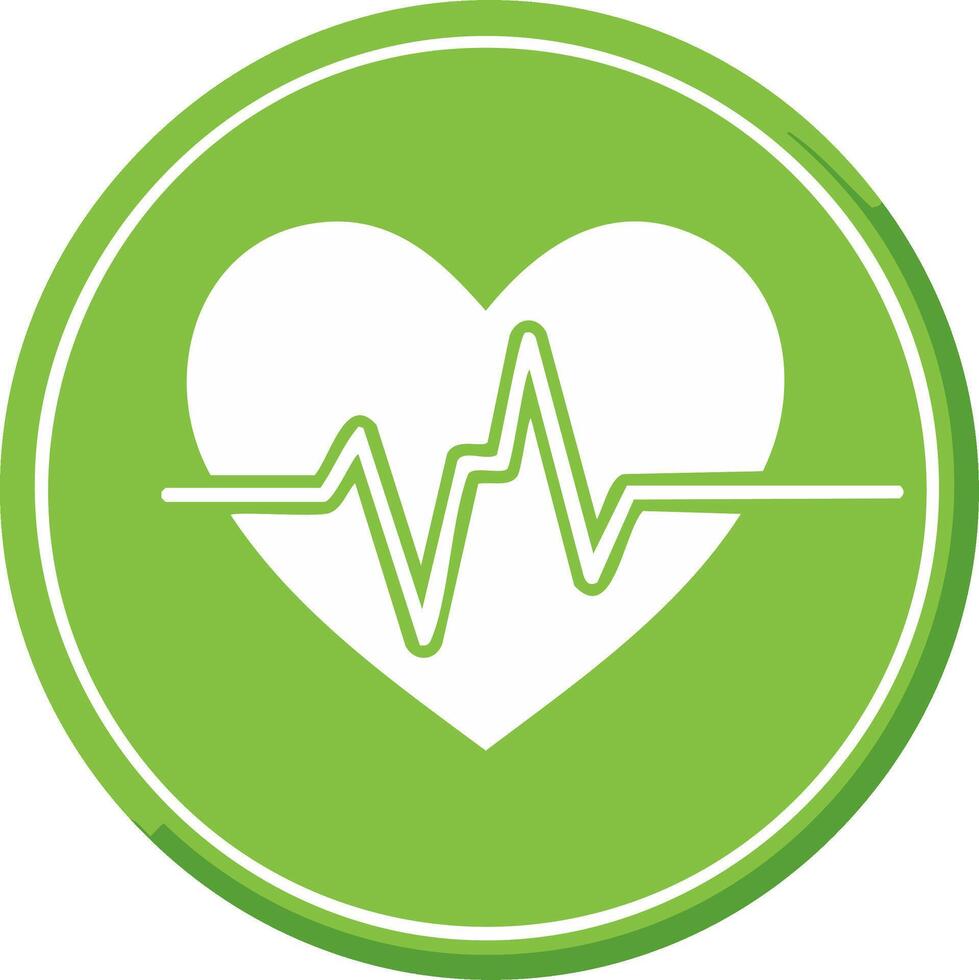 Heart symbol with pulse wave inside a green circle vector