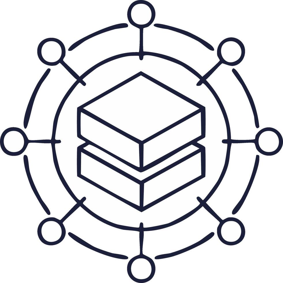 descentralizado red arquitectura, datos bloques vinculado en un circular sistema, tecnología gráfico vector