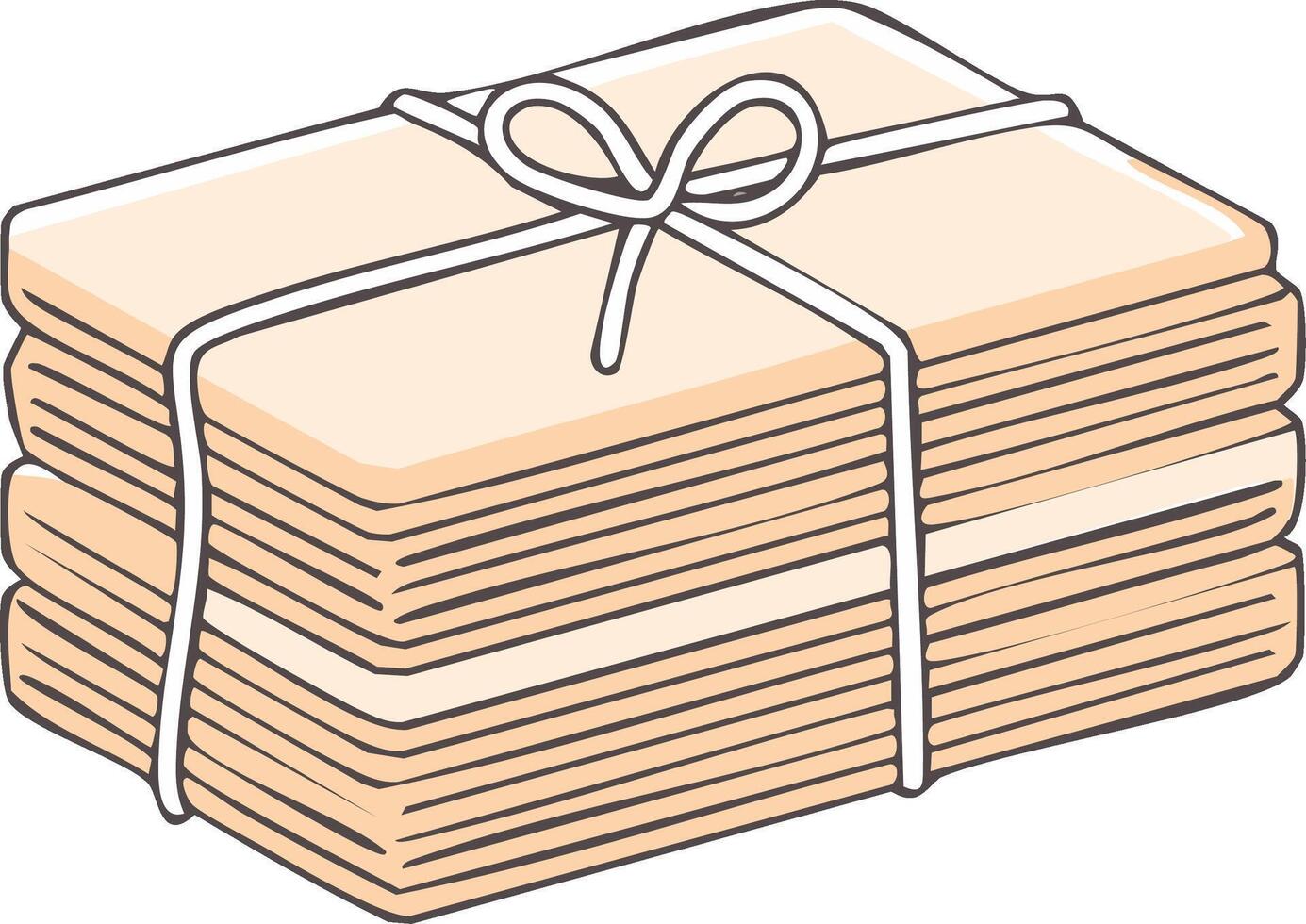 Stack of papers tied with string and bow illustration vector