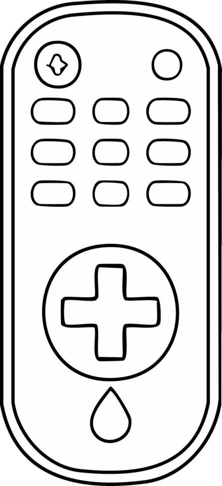Simplified Line Drawing of a Generic Remote Control Device with a Cross Button vector
