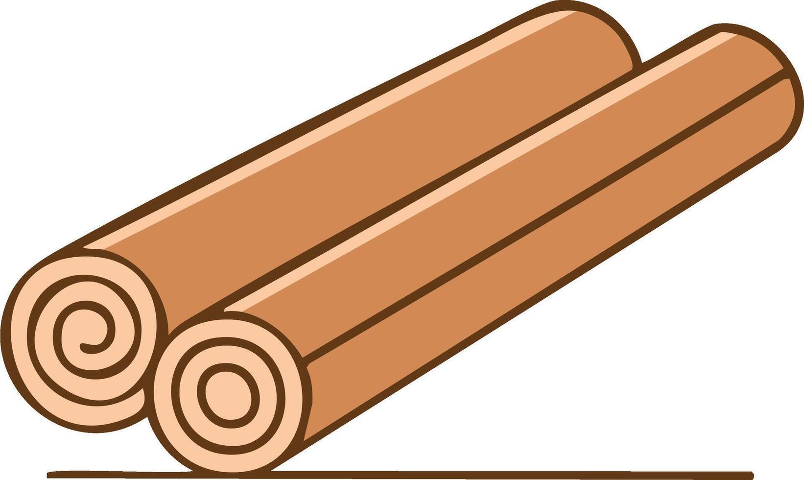 Illustration of Two cinnamon sticks with a swirling shape at the end vector
