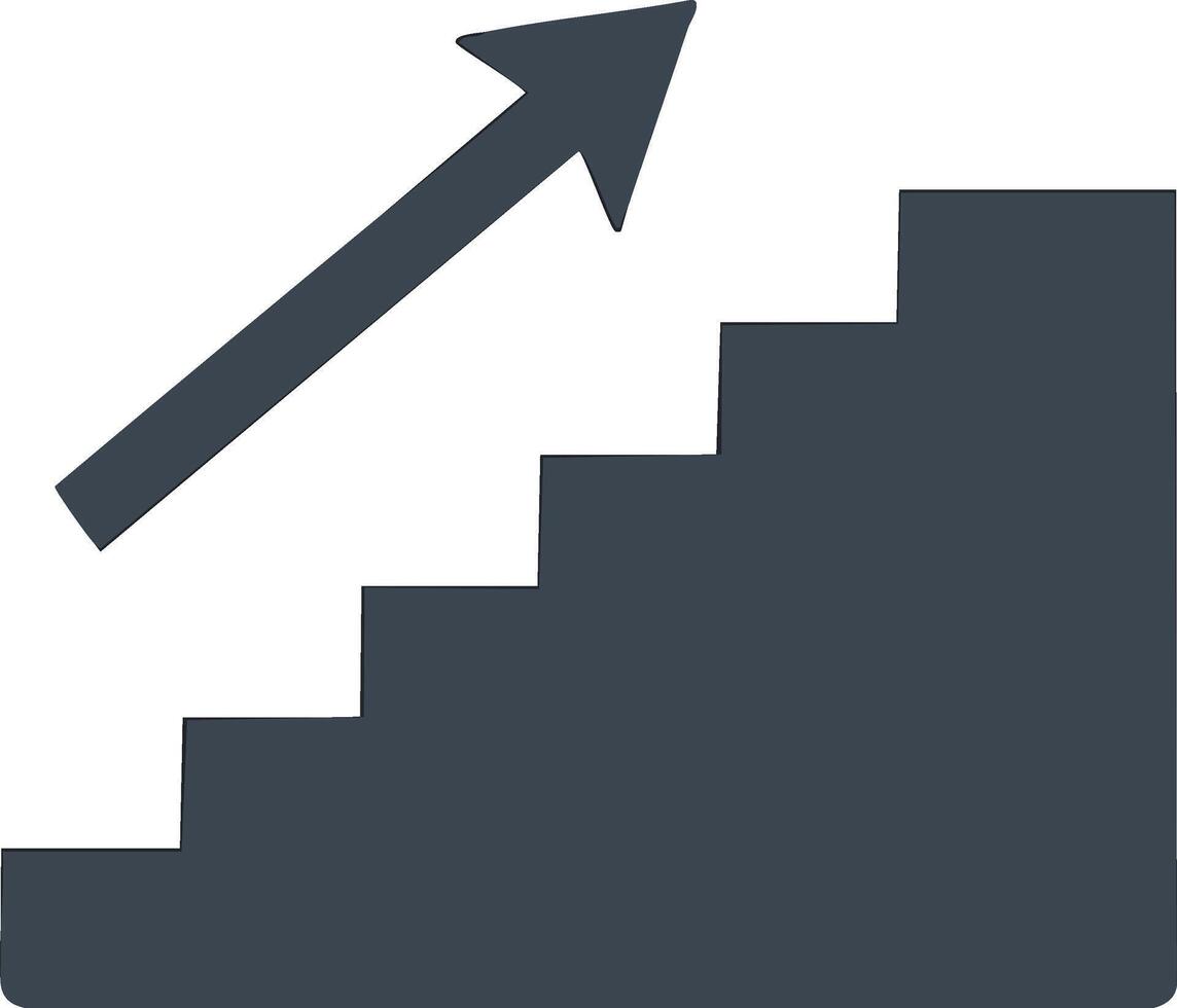 Staircase diagram with upward arrow depicts progress and growth on a white background vector