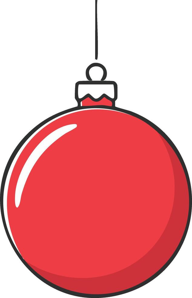 un rojo Navidad pelota colgando desde un cuerda vector