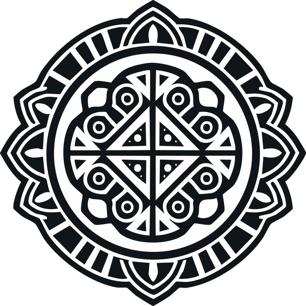 Abstract Geometric Mandala Design with Triangles Circles and Floral Elements vector