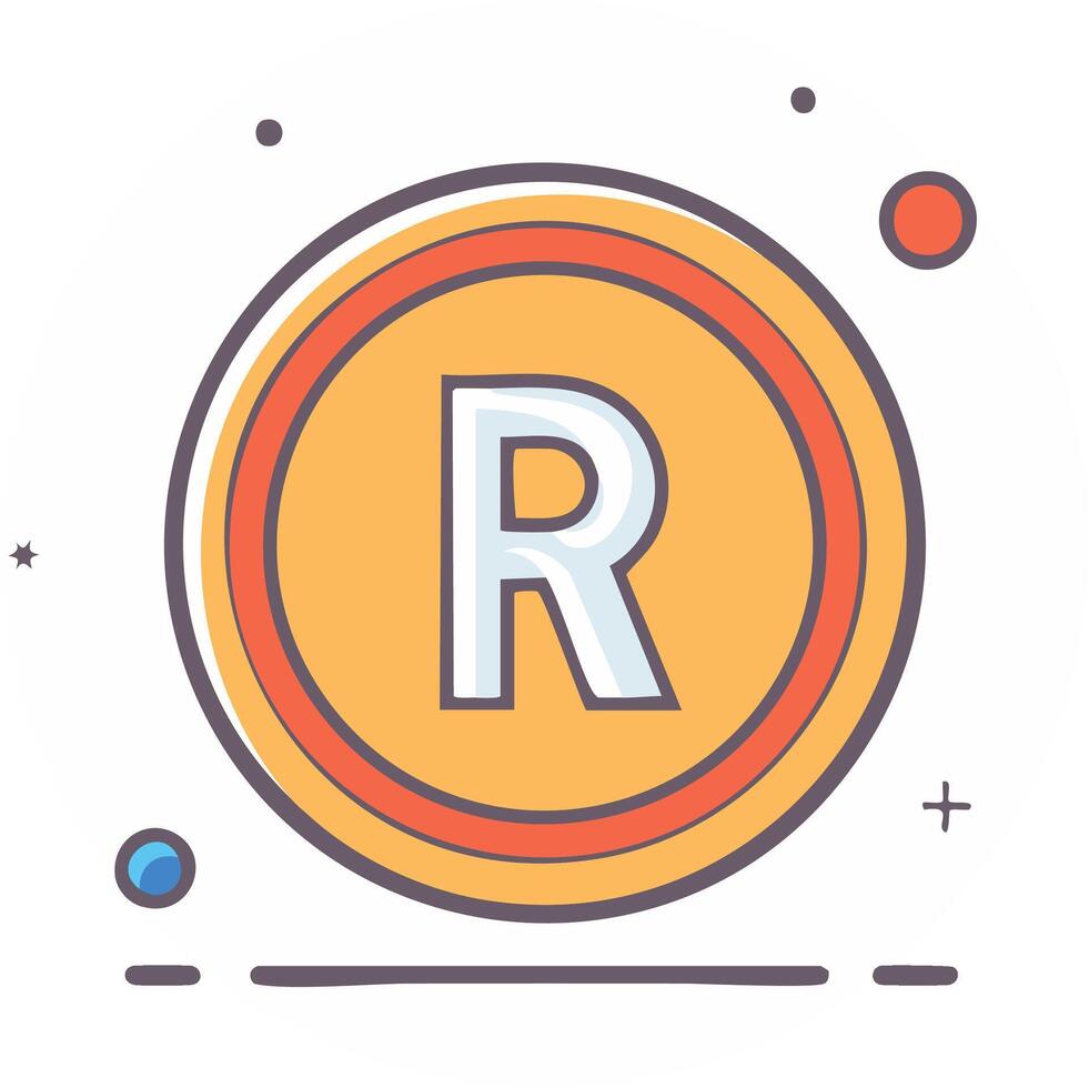 Letter R Icon Illustration with Circular Frame and Decorative Elements for Graphic Design and Branding vector