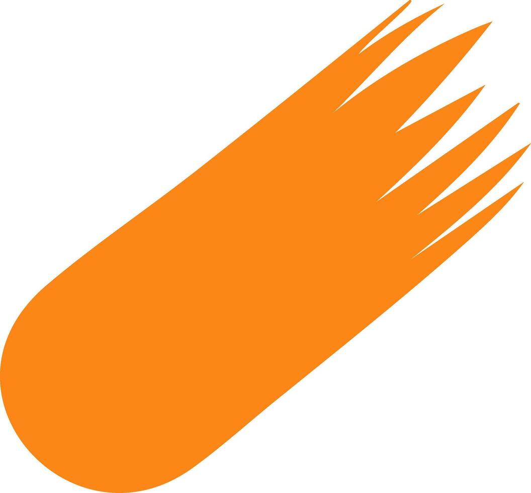 Vibrant orange abstract streak with sharp pointed end symbolizing speed and motion vector