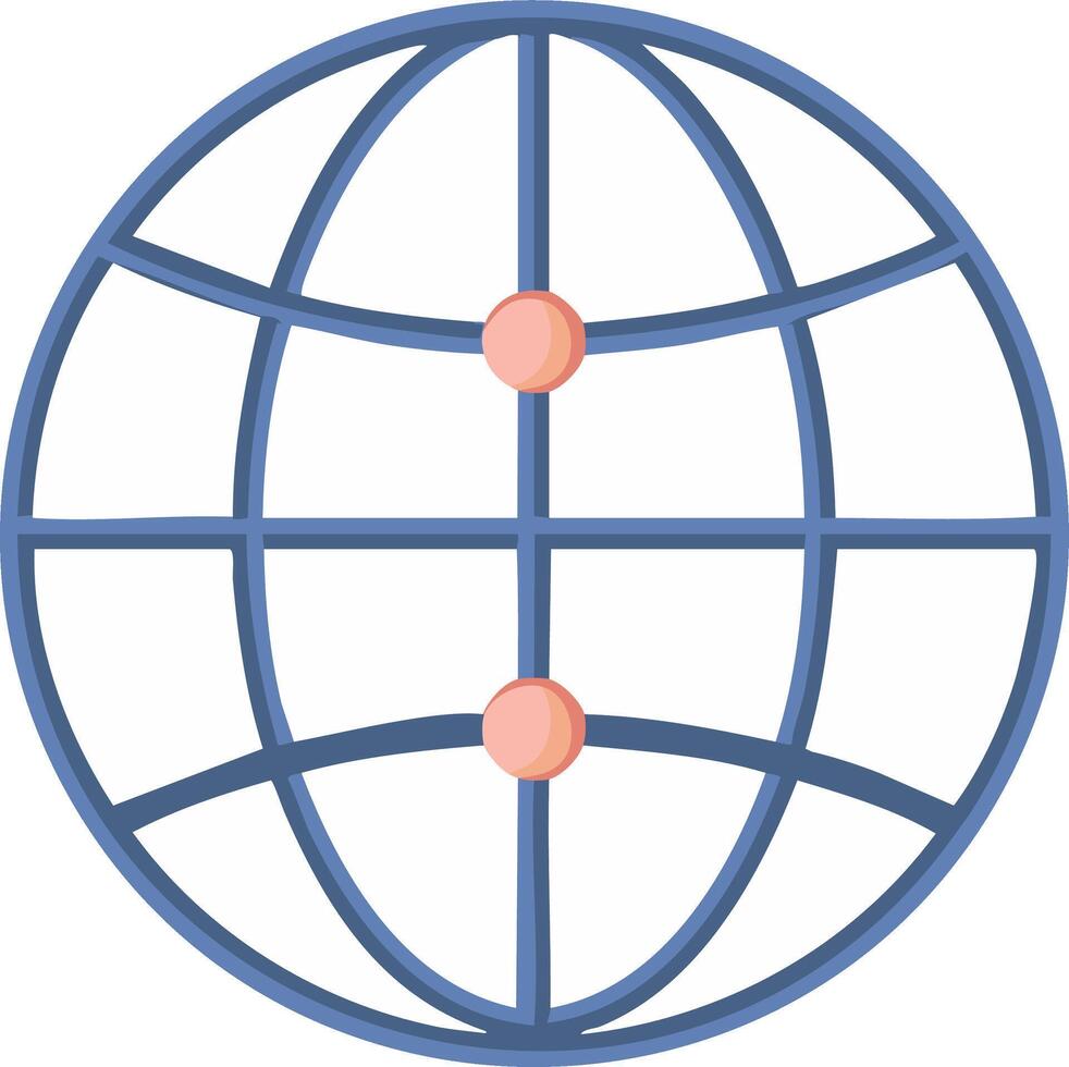 Stylized Globe Icon with Pink Markers Representing Global Connection vector