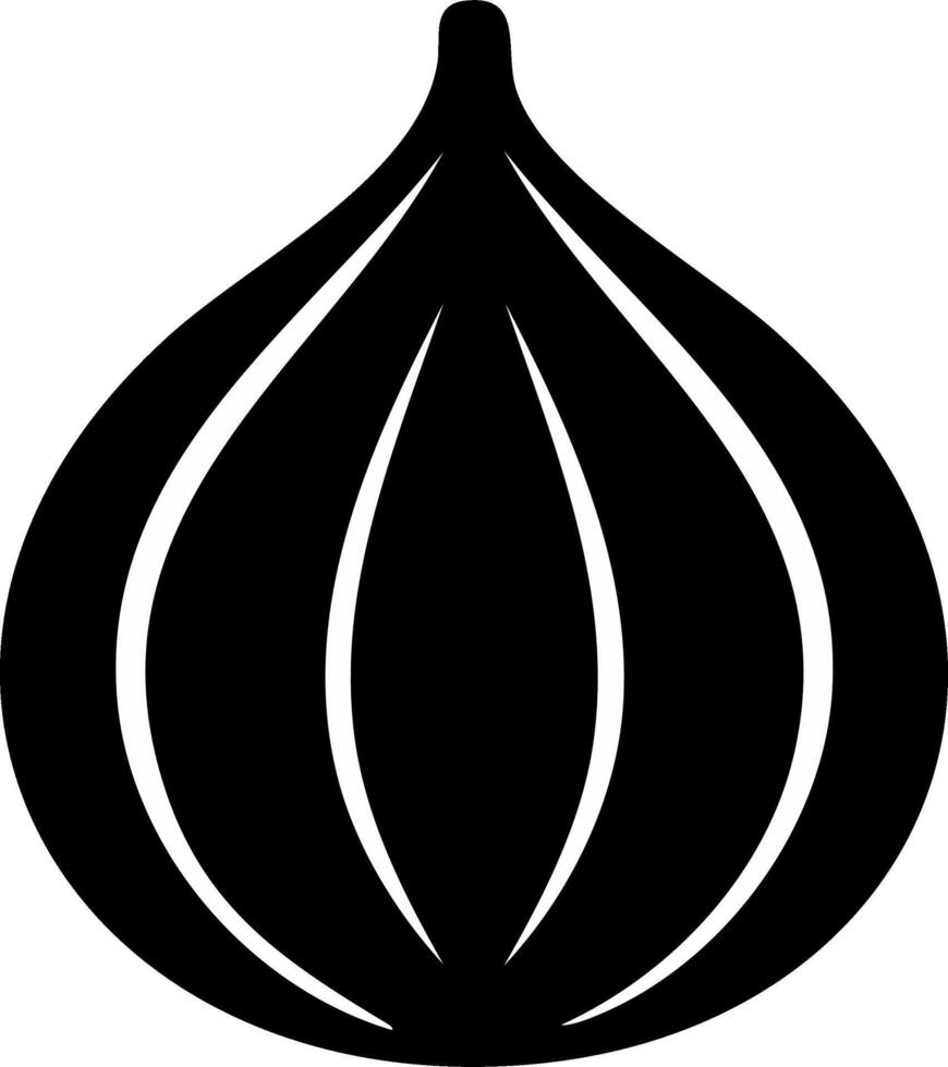 Stylized Fig Fruit Silhouette with Segmented Outline Design vector