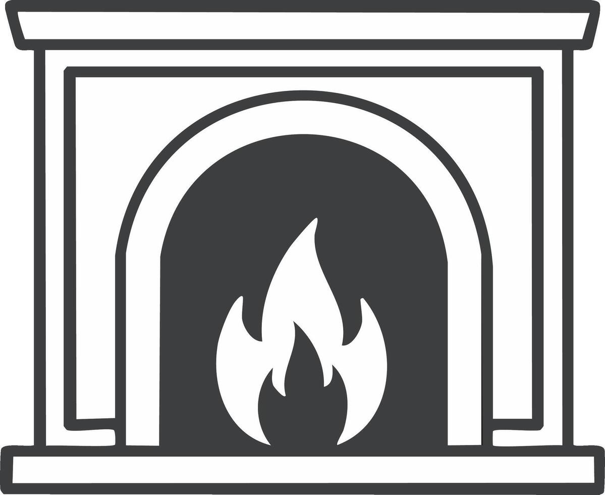 art rendering of indoor fireplace with burning flame isolated on transparent background vector