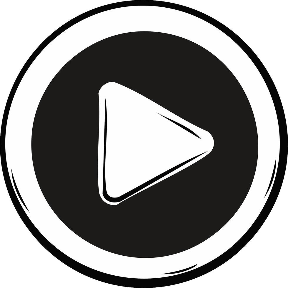 Modern black and white play button graphic for media interface vector