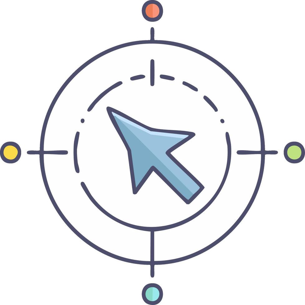 Navigation Compass with Pointer in Colorful Design for Wayfinding and Direction Concept vector