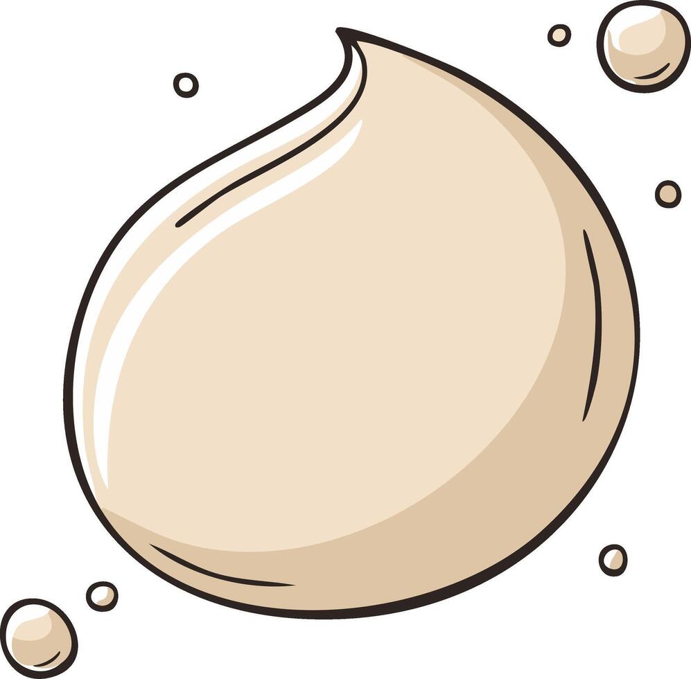 Smooth cream drop or blob with little bubbles floating around, simple cartoon style vector