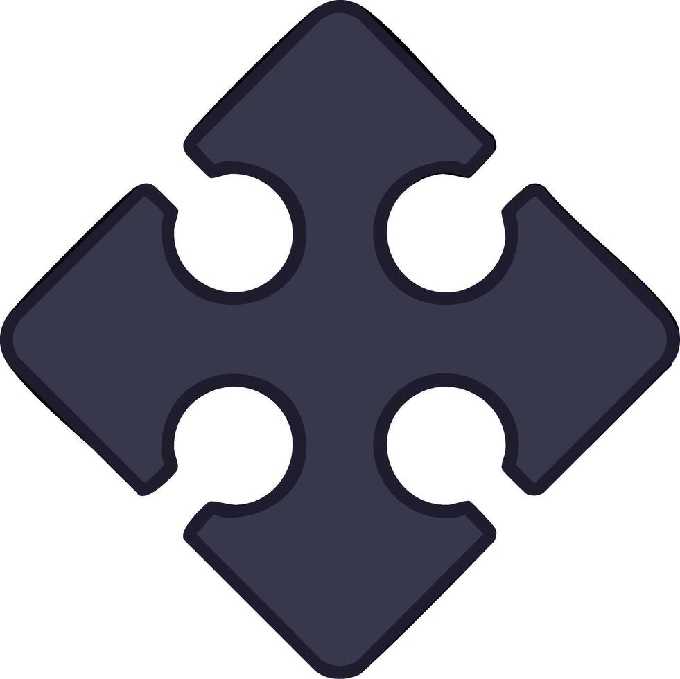 Dark gray abstract shape with four pointed corners and rounded cutouts in the center vector