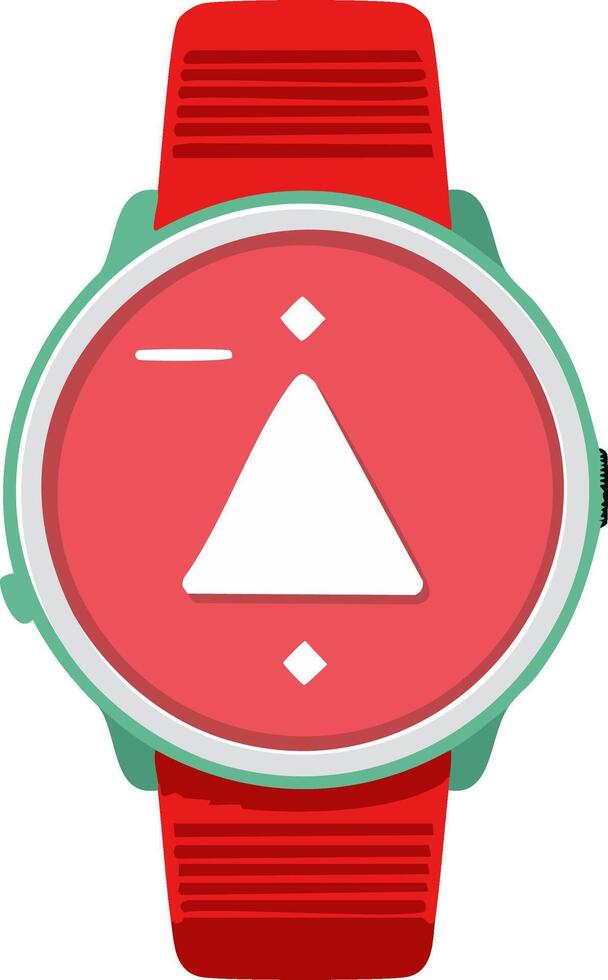Red smart watch with green bezel and modern geometric display vector