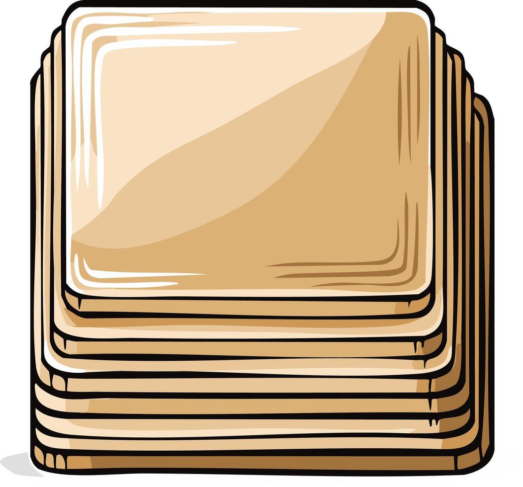Stack of square neutral-colored paper sheets with rounded corners, minimal style art vector