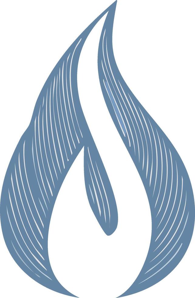 Abstract illustration of a flame in a simple blue design on a white background vector