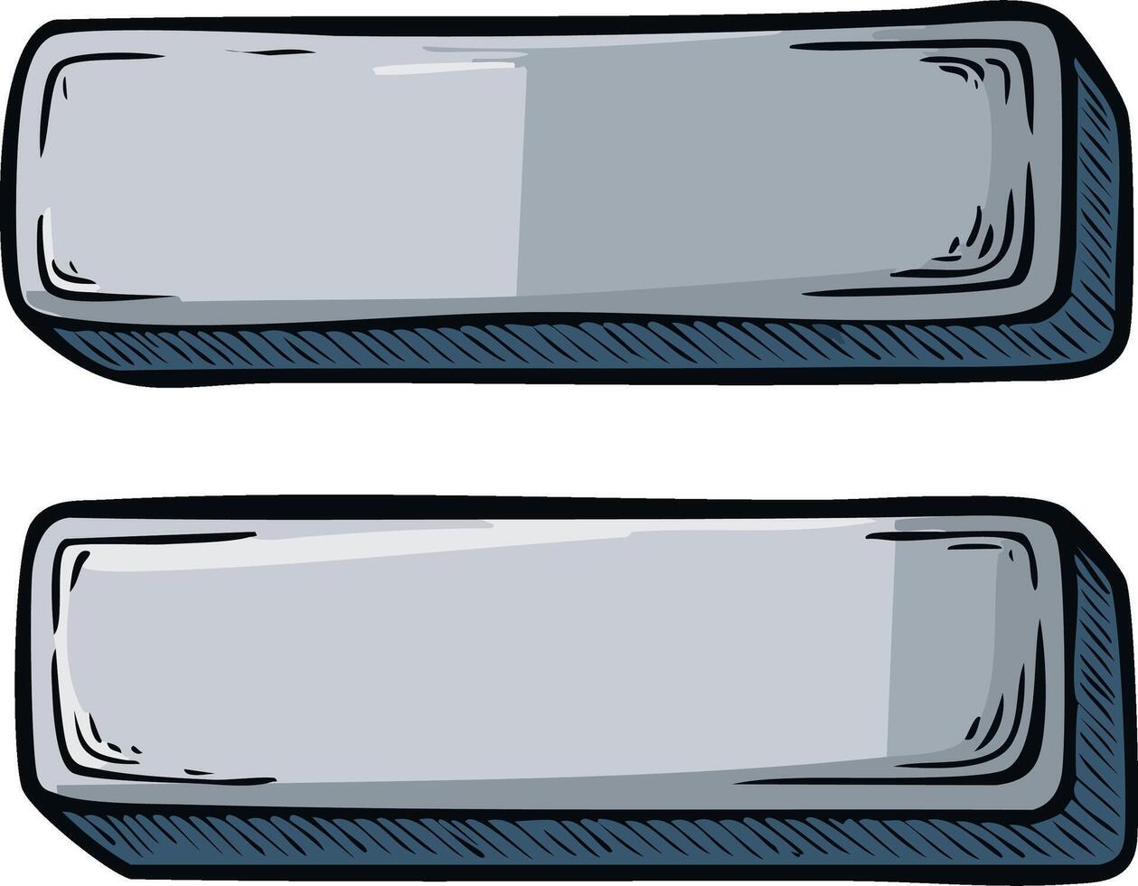dos blanco rectangular botones mano dibujado vector