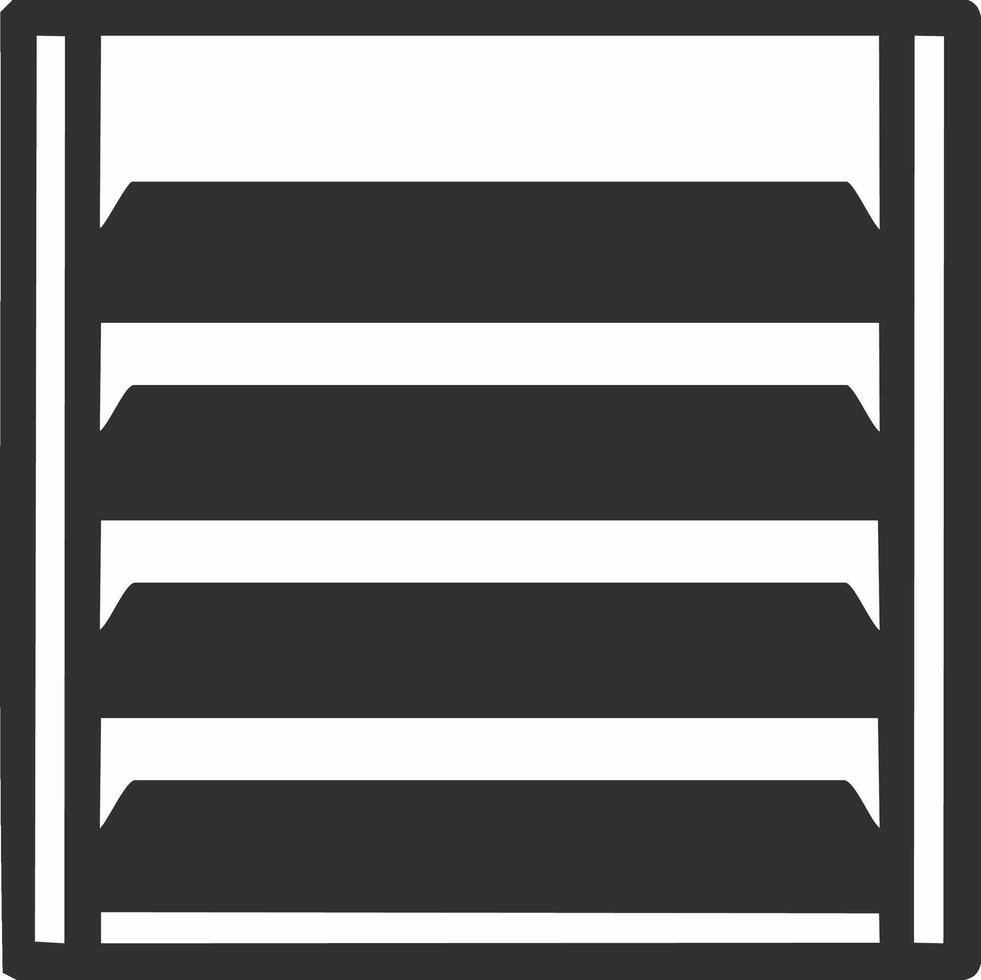 Geometric Shelving Unit Icon with Multiple Levels for Storage and Display, Clean Minimalist Design vector