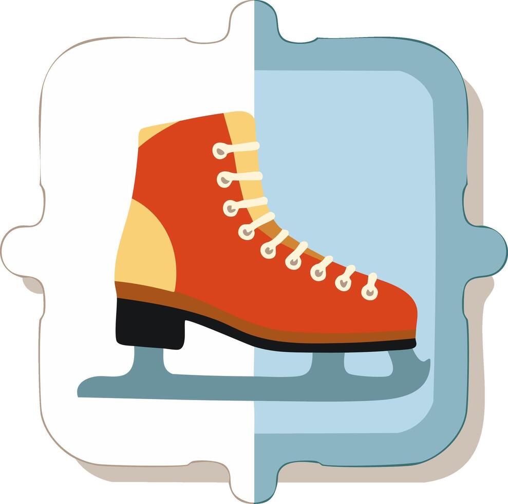 Retro style ice skate graphic with a textured, geometric background vector