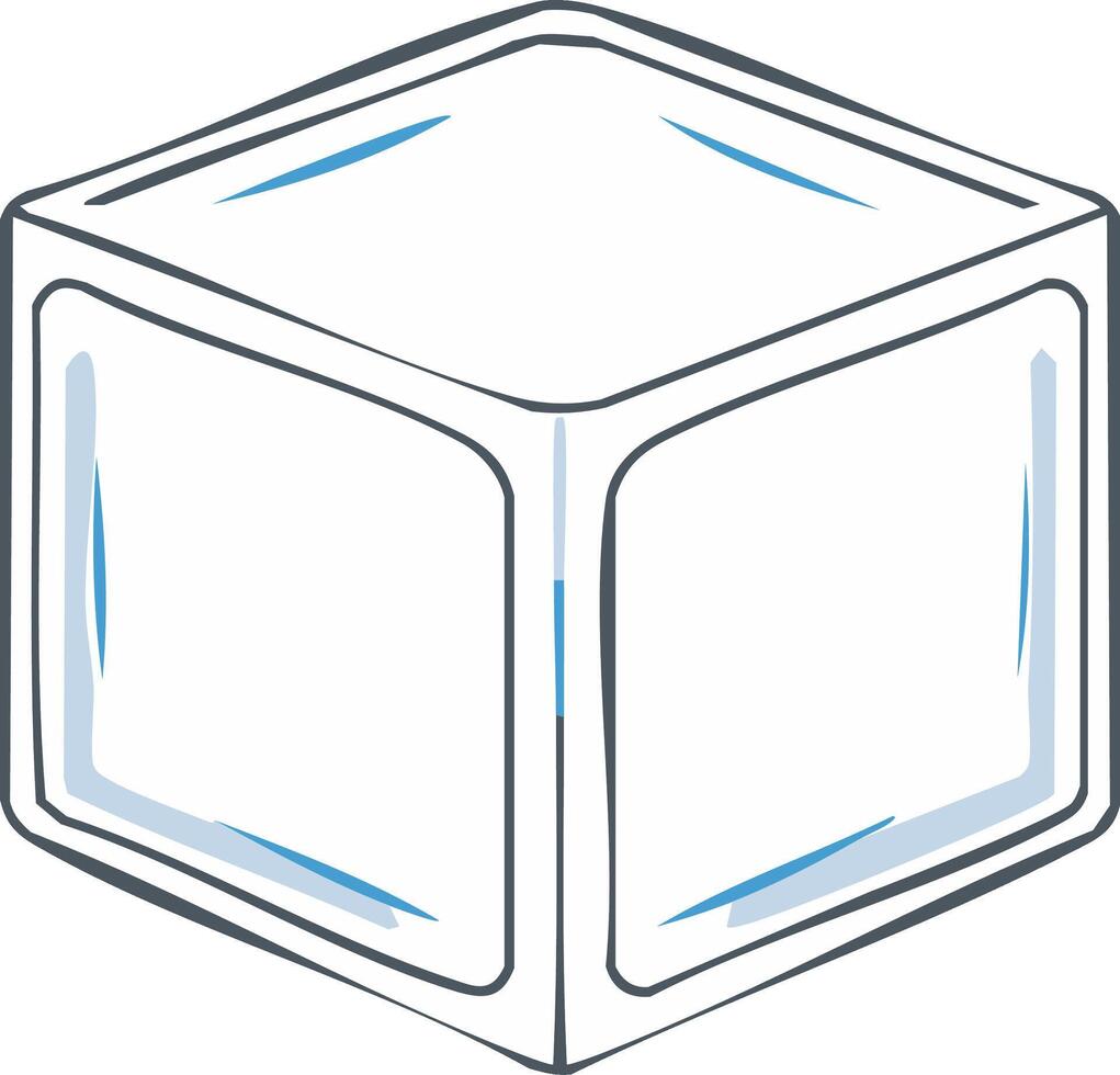 Geometric frozen water cube illustration for refreshing cool drinks and chilly concepts vector