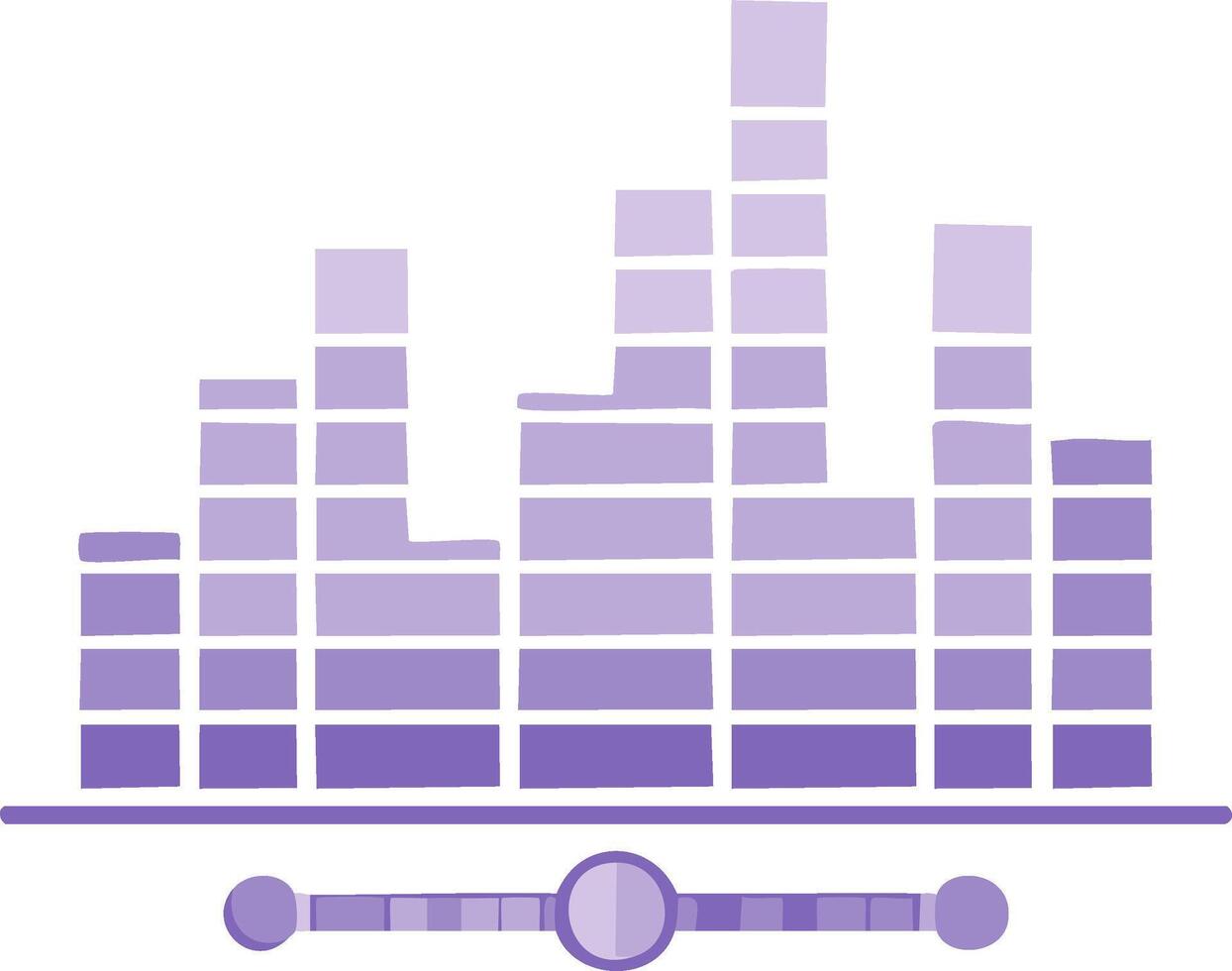 Sound Frequency Waveform Graphics with Adjustment Slider in Pastel Purple Color Audio Control Elements Digital Media vector