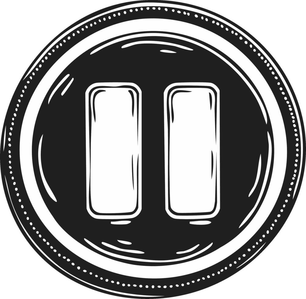 mano dibujado estilo pausa botón icono en un círculo. aislado en blanco. medios de comunicación control S ilustración vector