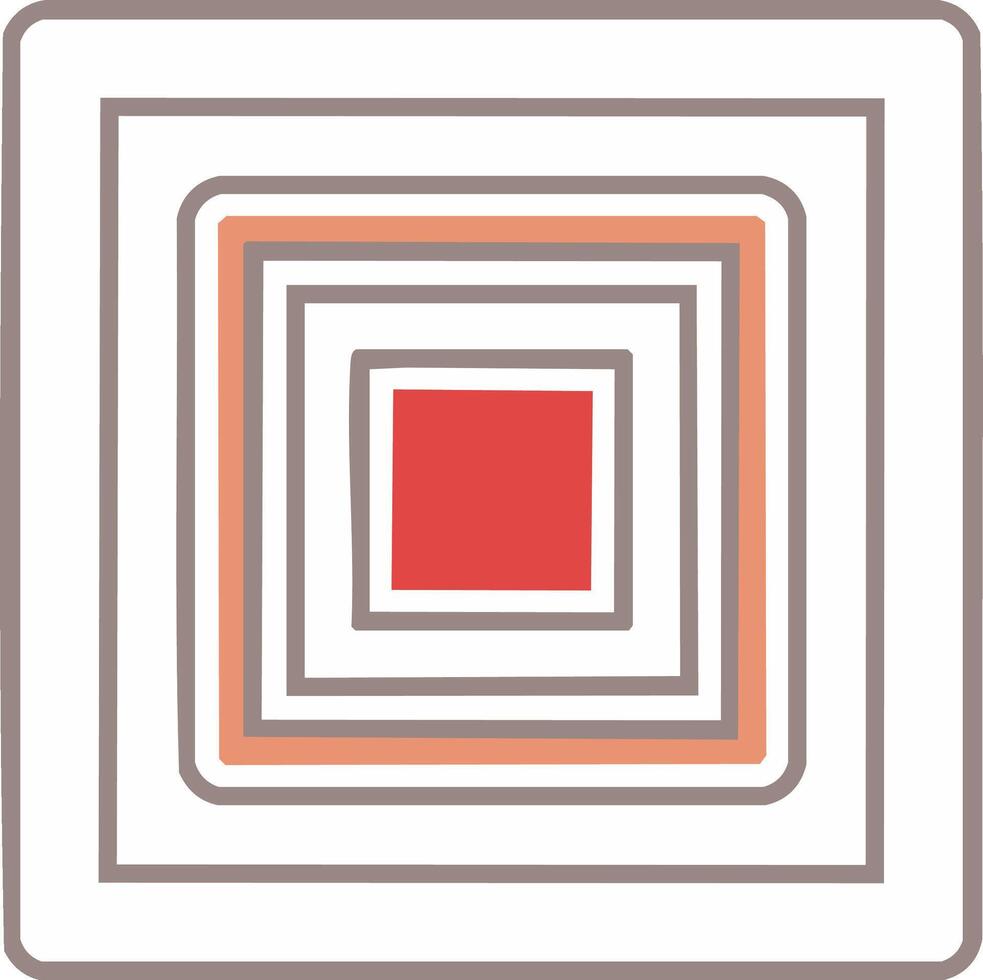 Concentric Squares with Varying Line Weights and Rounded Edges, Red Center Square vector