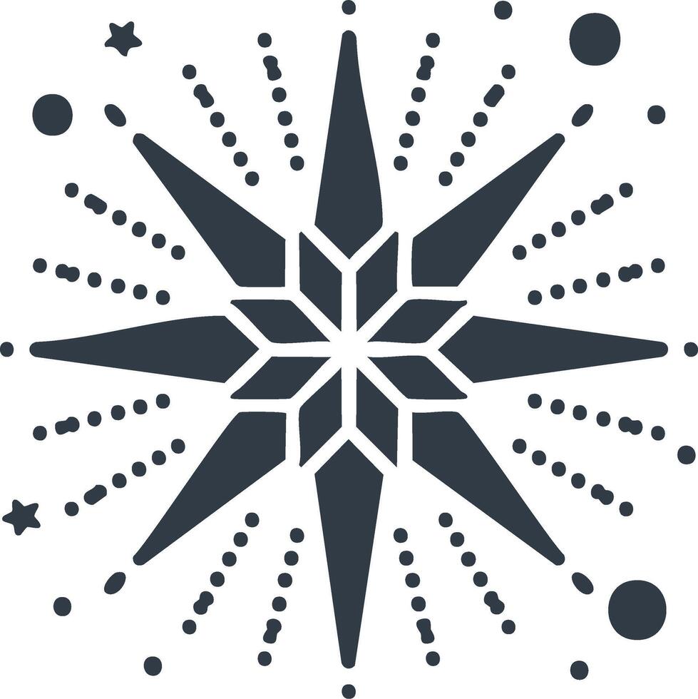 Eight Point Starburst Bursting with Dotted Rays, Decorative Geometric Stellar Design, Simple Star Pattern Illustration vector