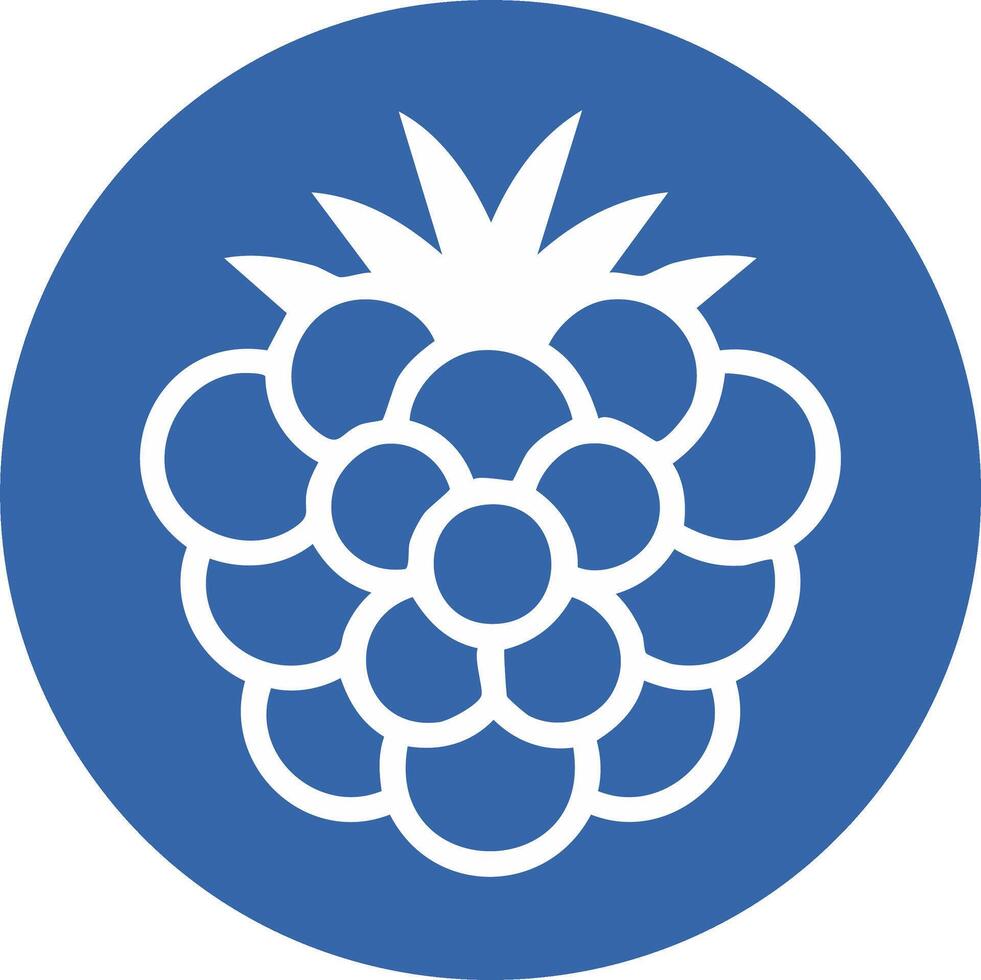 Round Icon Featuring a Stylized Raspberry on Blue Background Concept Design vector