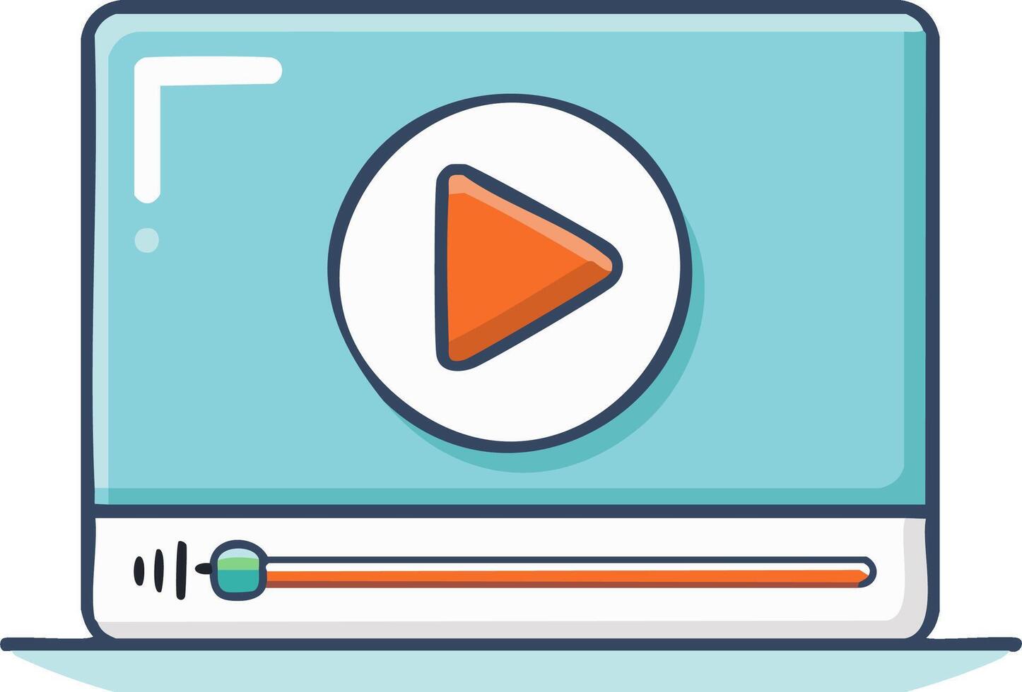 Laptop screen with play button and progress bar simple cartoon illustration vector