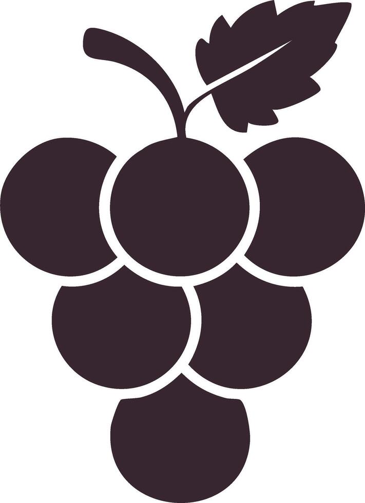 Simple dark grape bunch icon with single leaf minimalist fruit design element vector