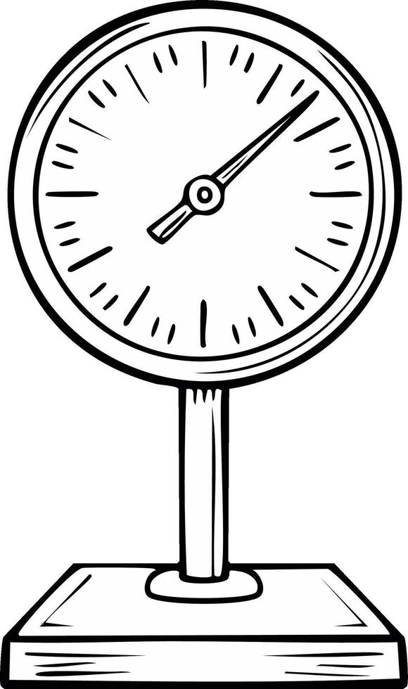 Simple Line Drawing of a Pressure Gauge with a Pointer and Base vector