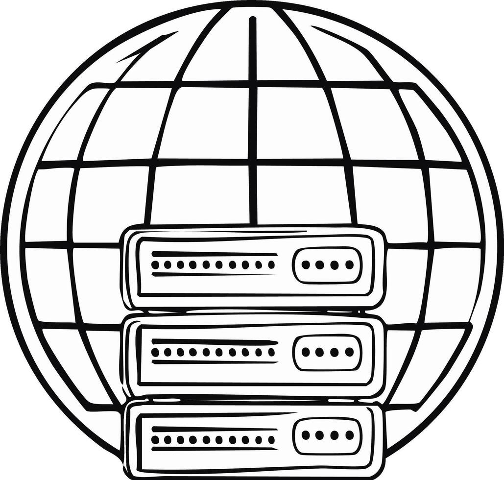 global servidor red contorno representando datos hospedaje y mundo amplio web conexión vector