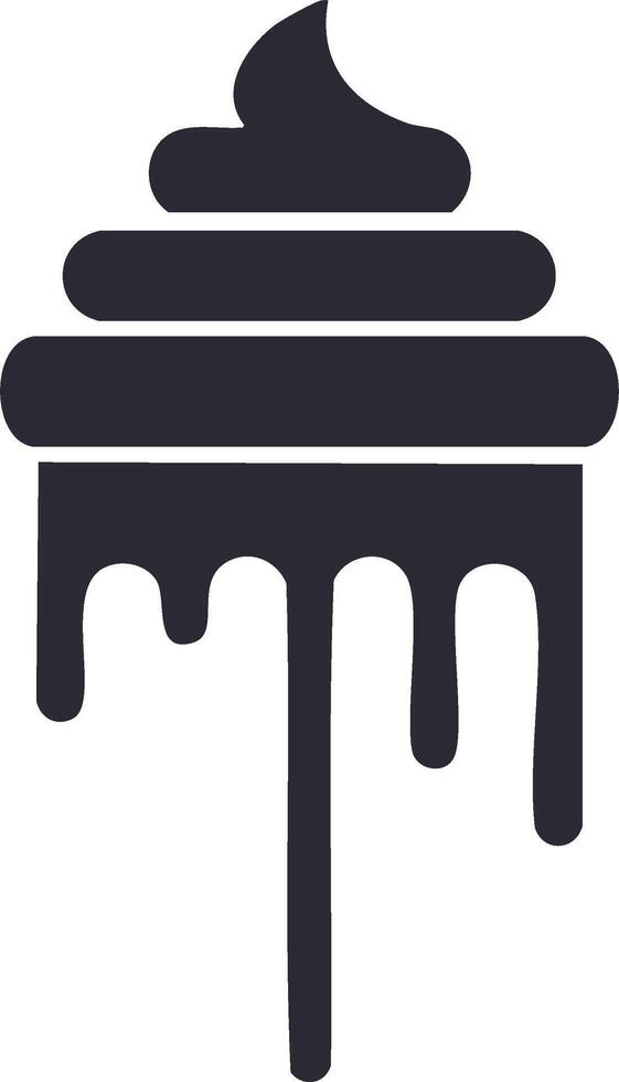 Stylized dark blob with dripping effect resembling soft serve ice cream or whipped cream vector