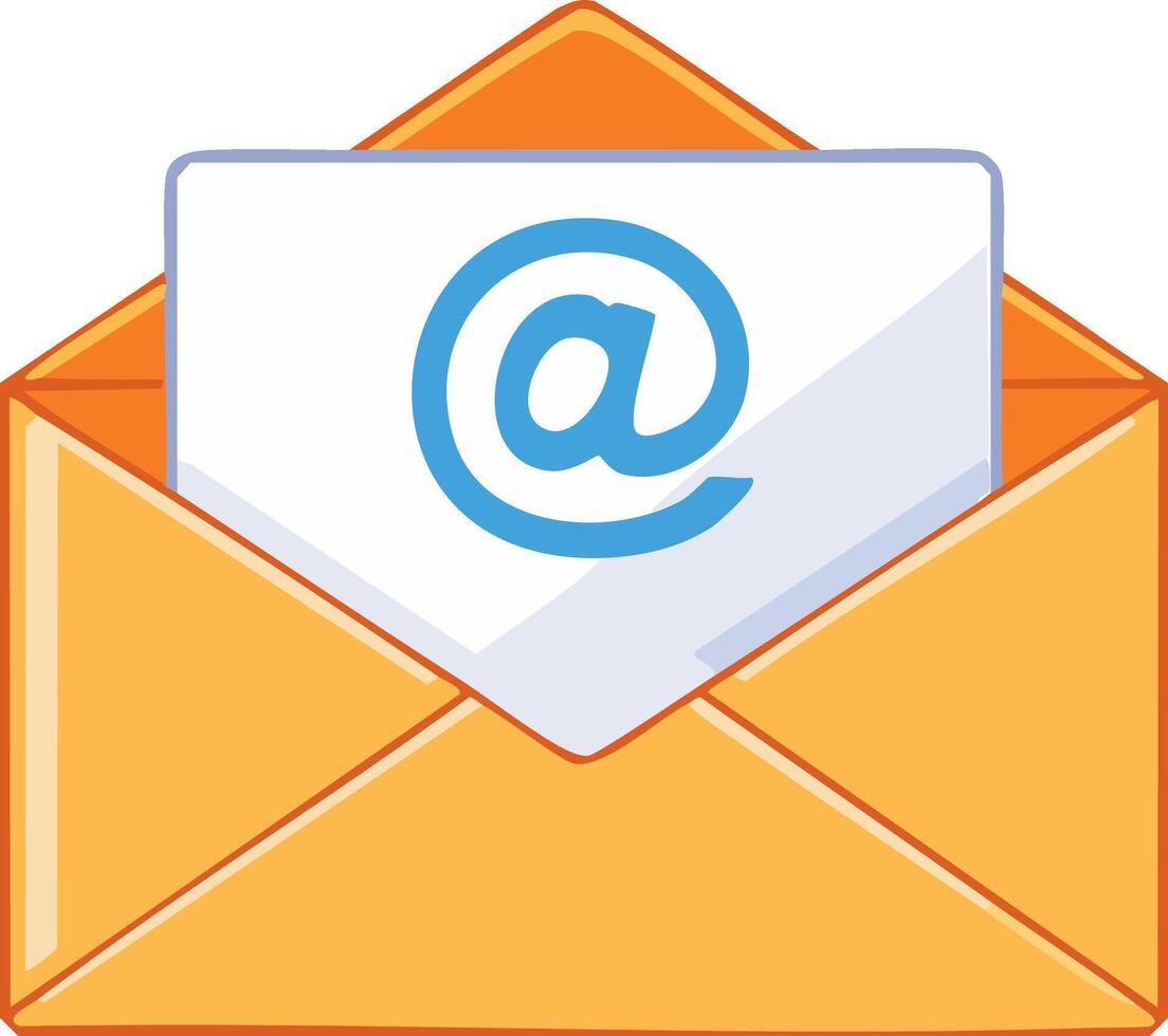 Open Envelope Illustration Containing Email Symbol for Digital Communication or Direct Mail vector